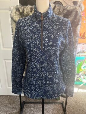 Navy Patterned Half-Zip Sweater